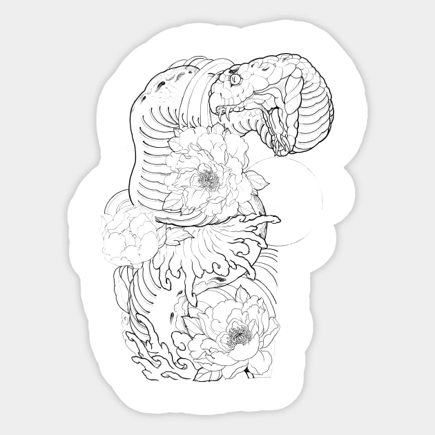 Pencil hand-drawn Snake sleeve design Sticker by JESS.JPN